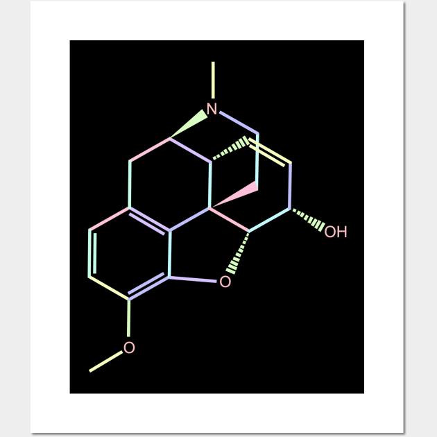 Codeine Kawaii Pastel Rainbow Molecule Wall Art by ChemECool